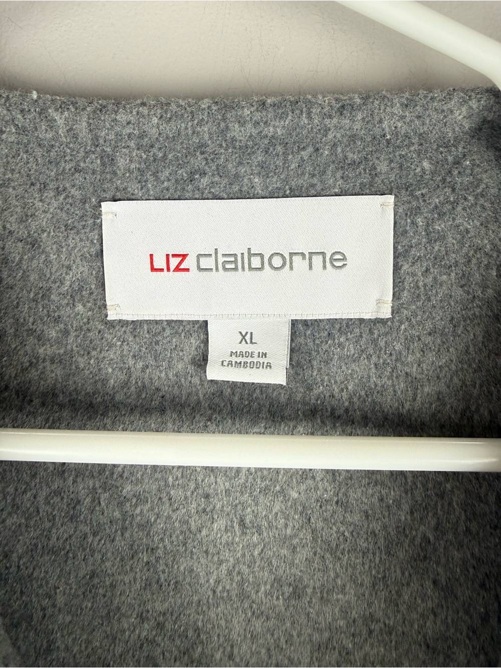 Liz Claiborne Womens Heather Grey Wool Blend Open Front Jacket New SZ XL Winter - Picture 3 of 9